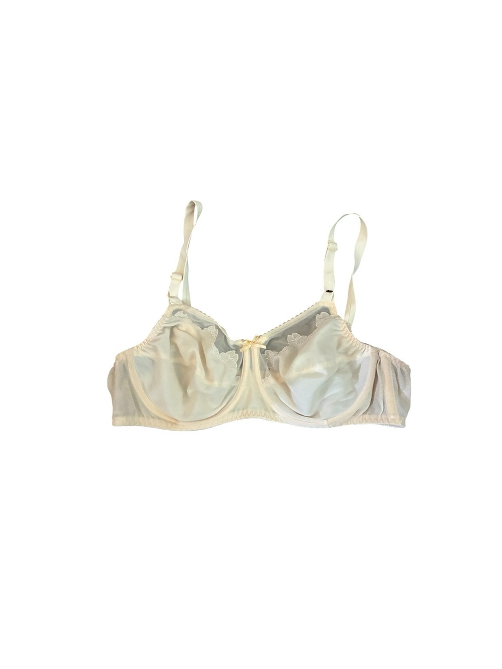 Vintage 70s Bali Soft Cup Underwire Bra Floral Lace Union Made Beige 40C